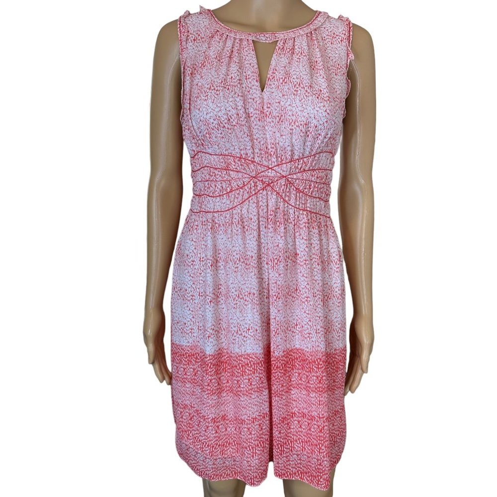 Max Studio Sundress Dress Size XS Red White Knee Length Sleeveless Lined